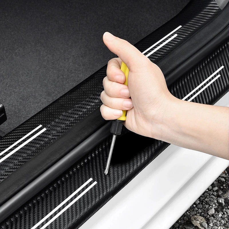 HAVAL H6 GT 2022 2023 Auto Tailgate Guard Door Sill Pedal Carbon Fiber Texture Leather PU Protection Sticker