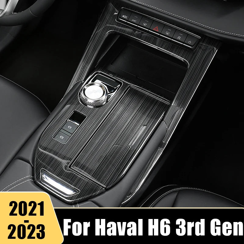 Haval H6 3rd Gen 2021-2023 GT DHT PHEV Stainless Steel Console Gearbox Panel Trim Cover Sticker