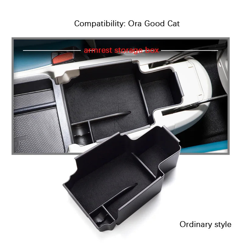 Custom Center Armrest Storage Box Flocking Organizer for Ora Good Cat Haomao Funky Cat 2020-2023