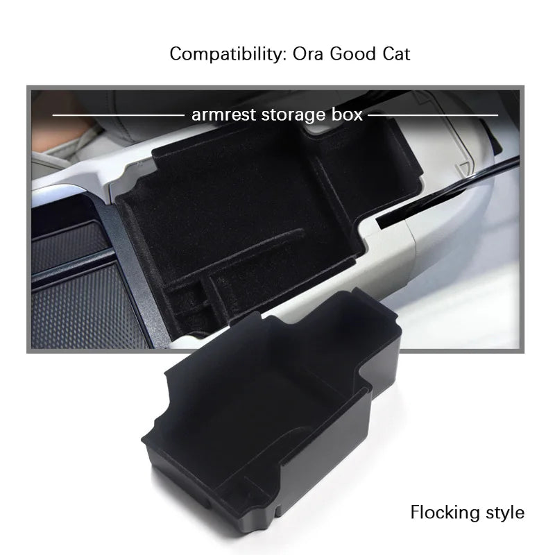 Custom Center Armrest Storage Box Flocking Organizer for Ora Good Cat Haomao Funky Cat 2020-2023