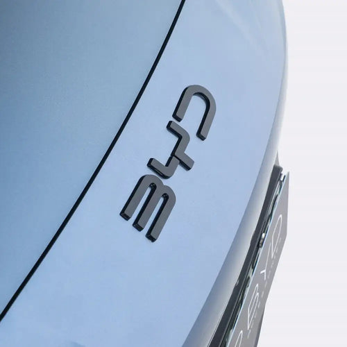 比亚迪海豚6/海豹U前后车标，TOP BYD LIMITED品牌汽车外饰配件，金属徽标装饰。