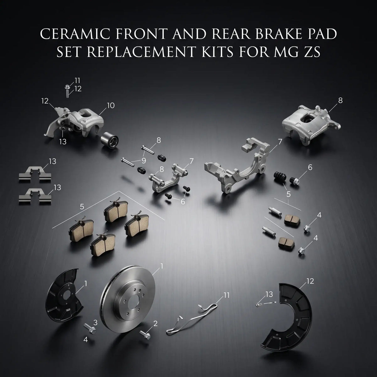 Ceramic Front and Rear Brake Pad Set Replacement Kits for MG ZS | carblaze 1