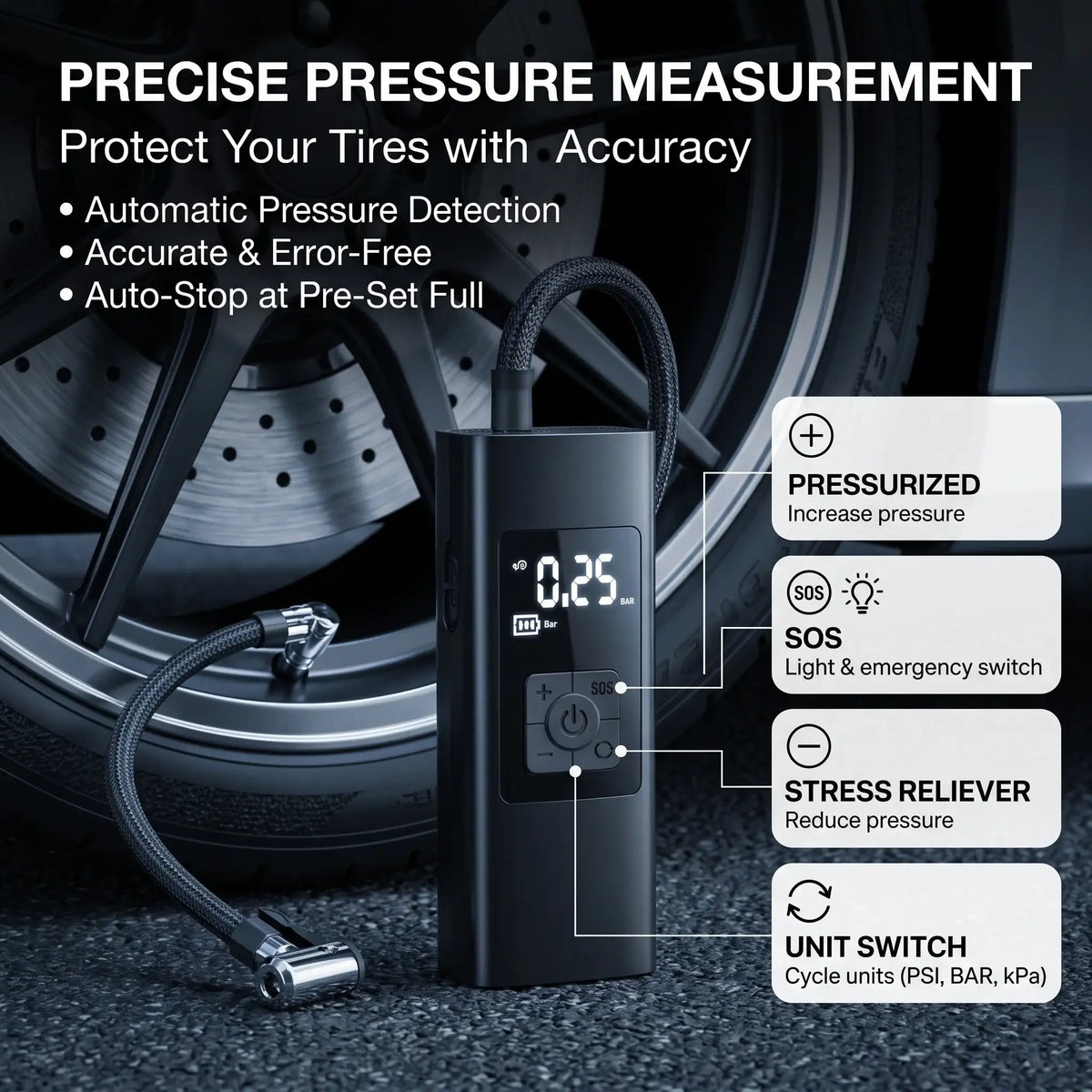 150PSI Portable Wireless Car Tire Inflator Electric Air Pump | carblaze 2