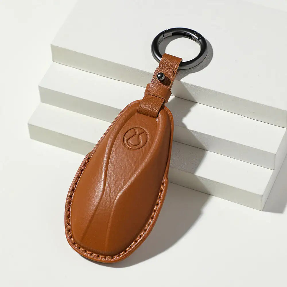 Luxury Leather Car Key Case Cover Fob Shell for Denza B5/B8 BYD10
