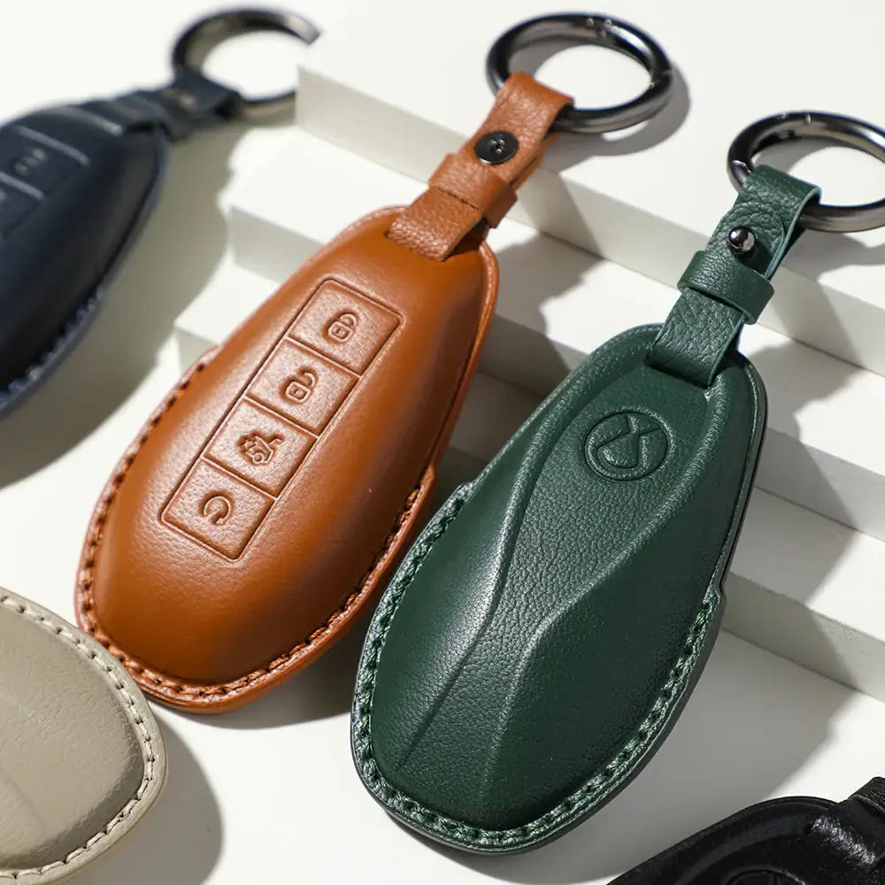 Luxury Leather Car Key Case Cover Fob Shell for Denza B5/B8 BYD4