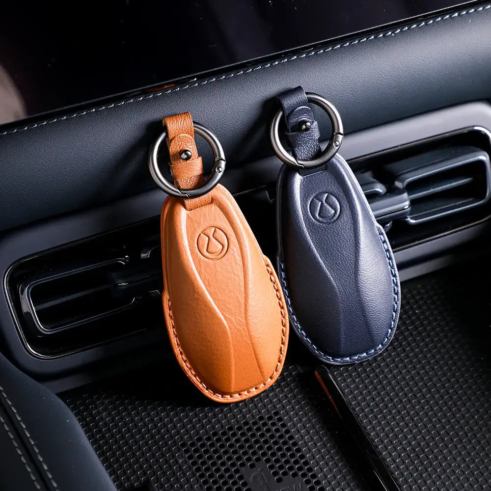 Luxury Leather Car Key Case Cover Fob Shell for Denza B5/B8 BYD5