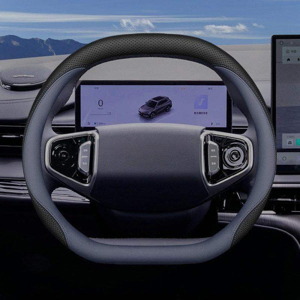Non-Slip Breathable Nappa Leather Steering Wheel Cover for Geely EX5 / Geely Starray EM-i | carblaze 1