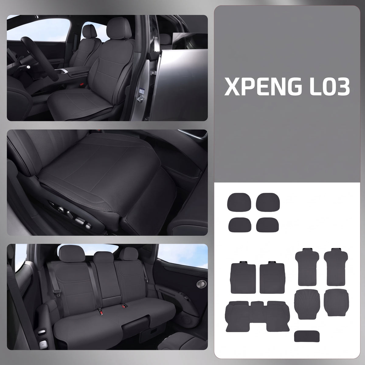Premium Nappa Leather Seat Cushion Set for XPENG L03 12pcs