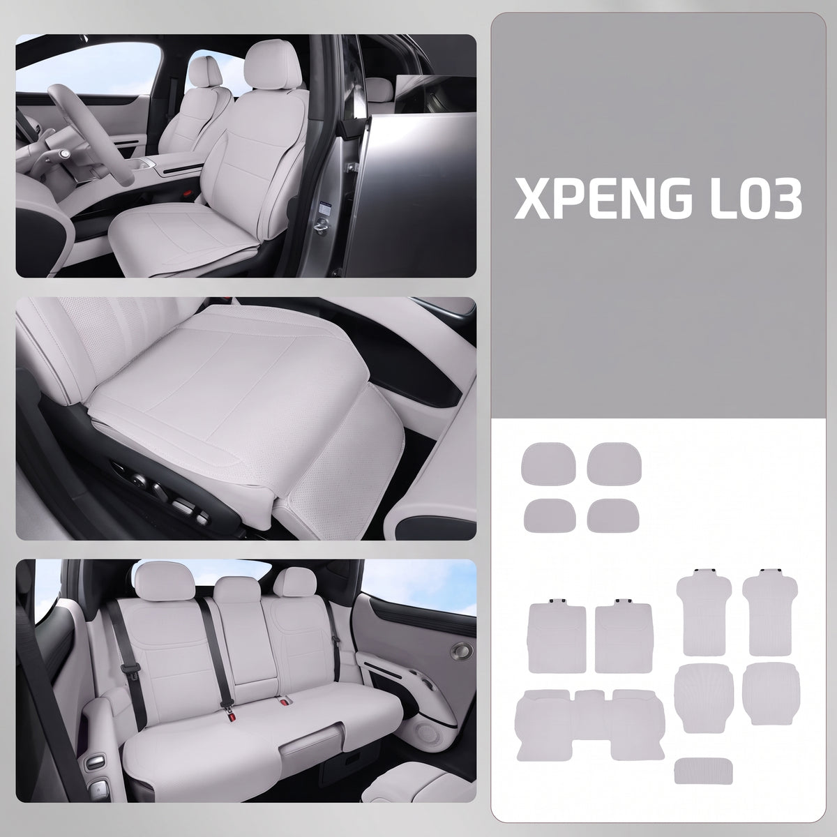 Premium Nappa Leather Seat Cushion Set for XPENG L03 12pcs