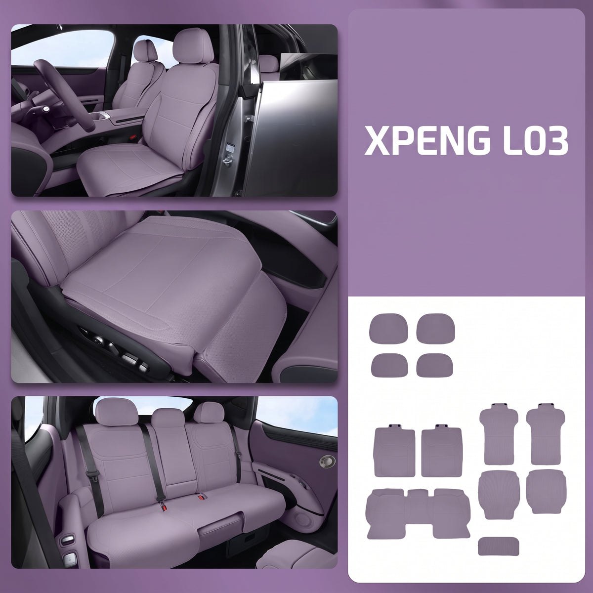 Premium Nappa Leather Seat Cushion Set for XPENG L03 12pcs