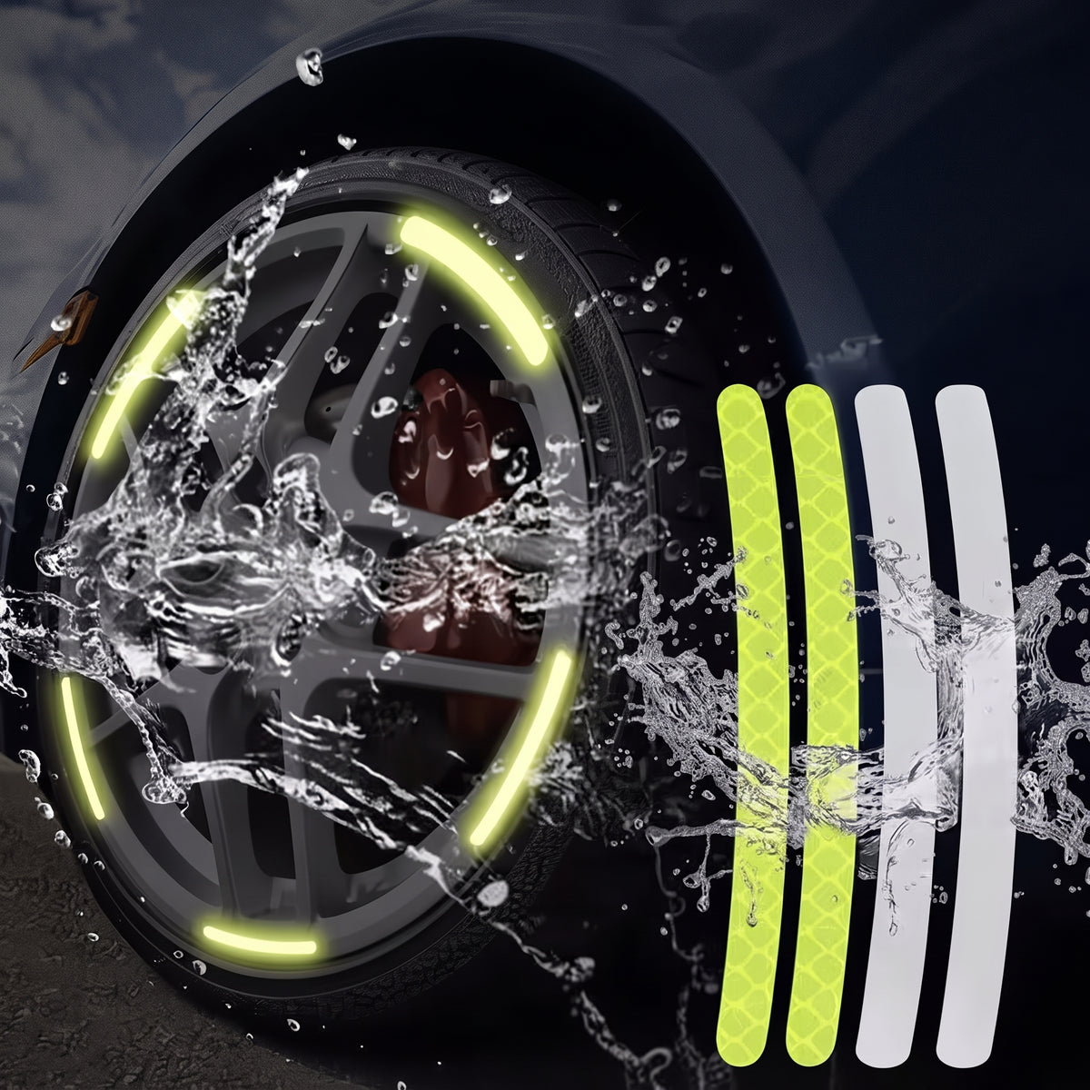 Adesivi riflettenti fluorescenti per mozzi e cerchi delle ruote dell’auto