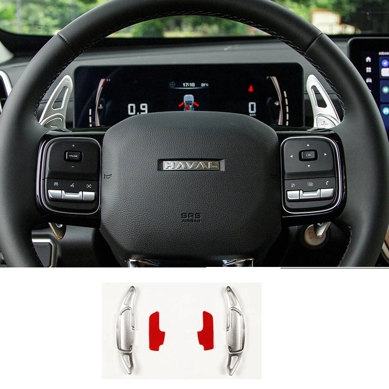 Aluminium Alloy Steering Wheel Shift Paddle Sticker Decoration for GWM Haval H5 II 2023 2024 Car Accessories