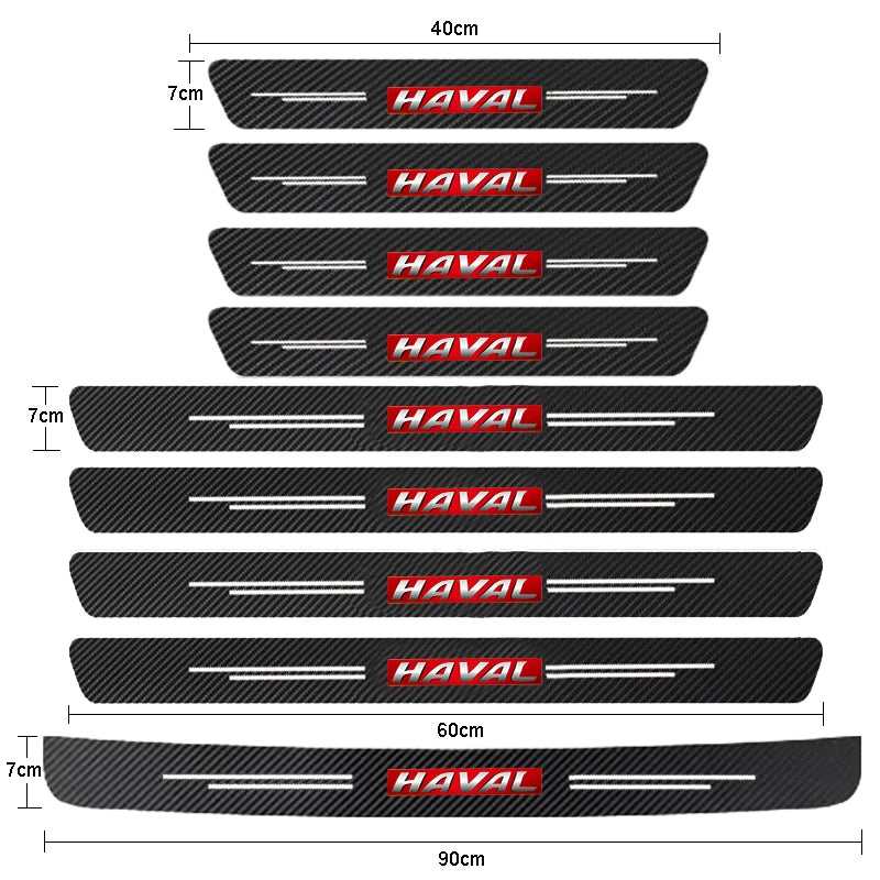 Haval H1 H2 H3 H6 H7 H9 M6 F7X Jolion Car Door Sill Plate Protector Carbon Fiber Style PVC Soft Rubber Anti Scratch Stickers