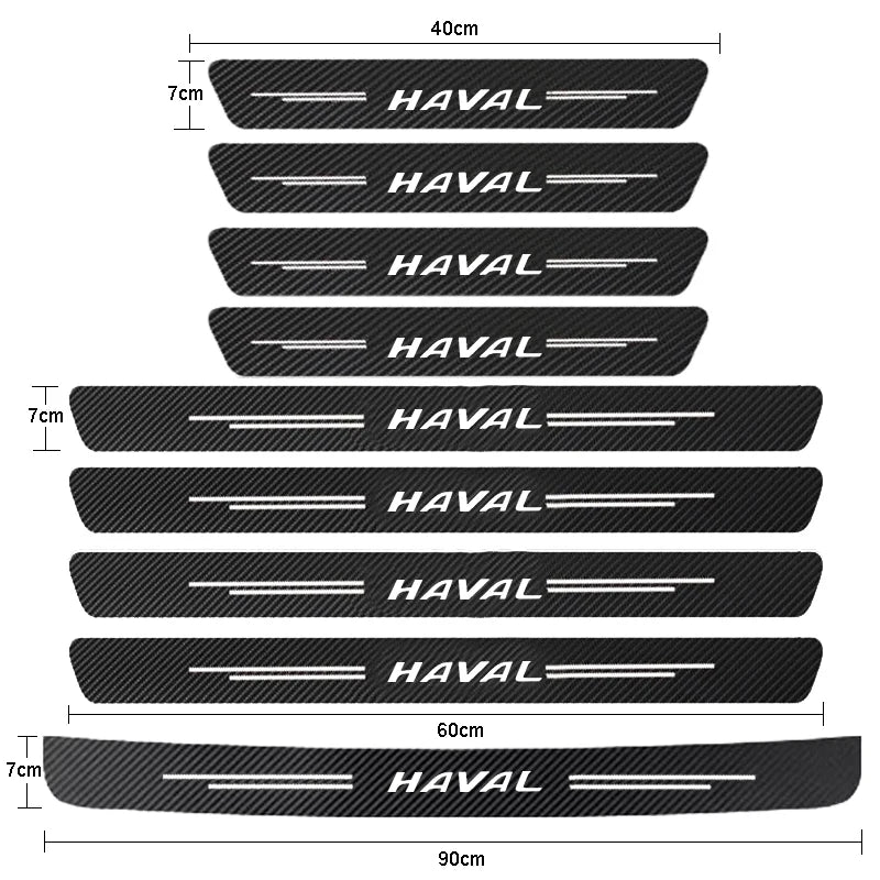 Haval H1 H2 H3 H6 H7 H9 M6 F7X Jolion Car Door Sill Plate Protector Carbon Fiber Style PVC Soft Rubber Anti Scratch Stickers