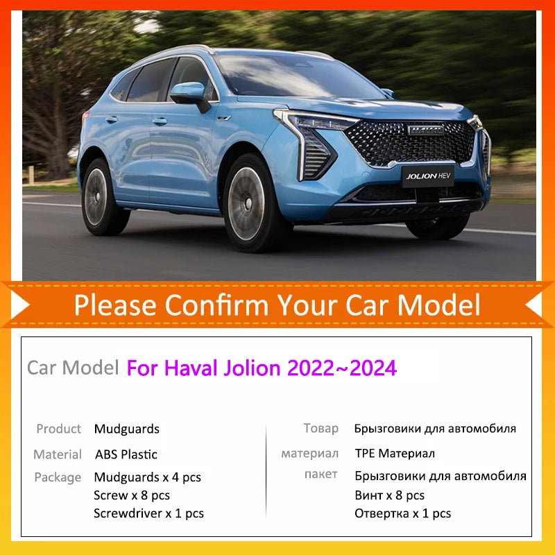 Custom Fit ABS Mudguards for Haval Jolion 2022 2023 2024 Front and Rear Wheel Set