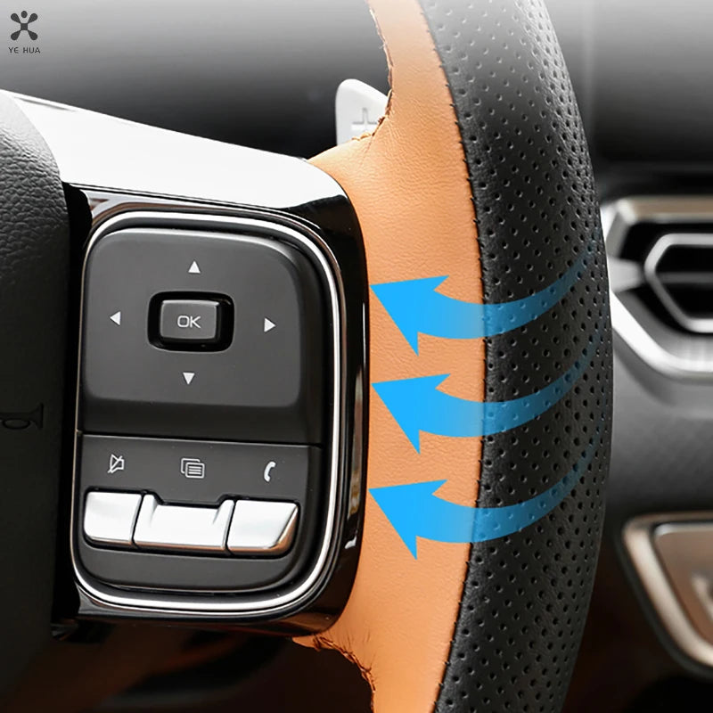 Custom Microfiber Leather Hand Sewn Steering Wheel Cover for GMW Great Wall Haval H5 II 2023 2024 Car Interior