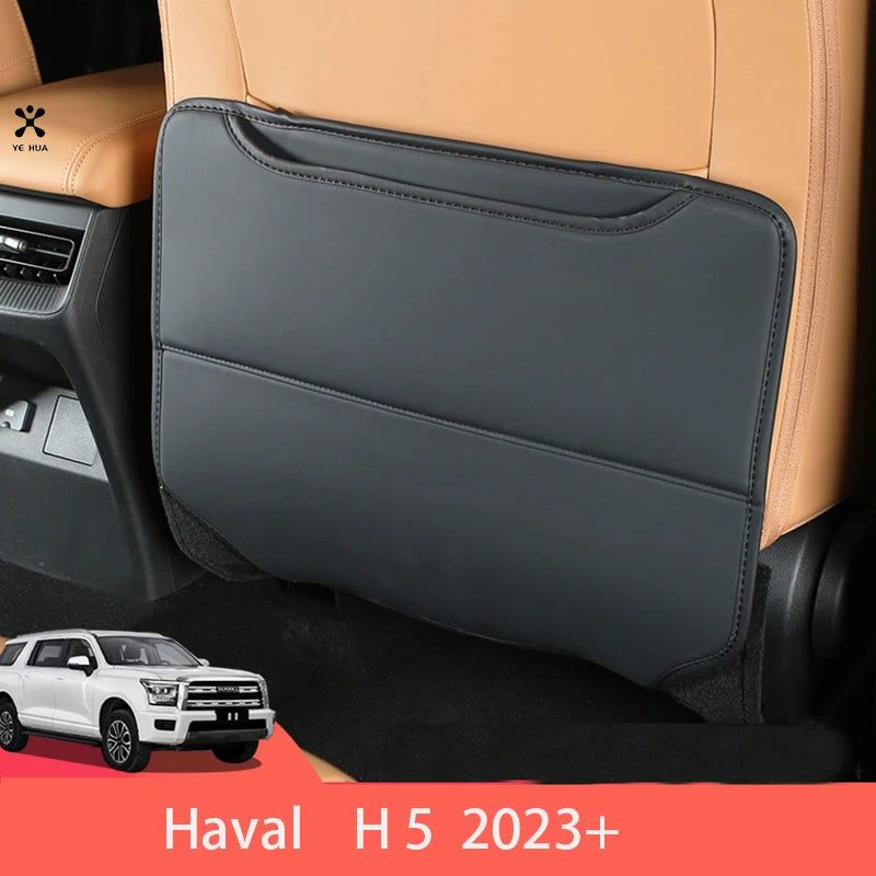 Custom Leather Anti-Kick Seat Back Protector for Great Wall Haval H5 II 2023 2024 Full Surrounded Auto Interior Accessories