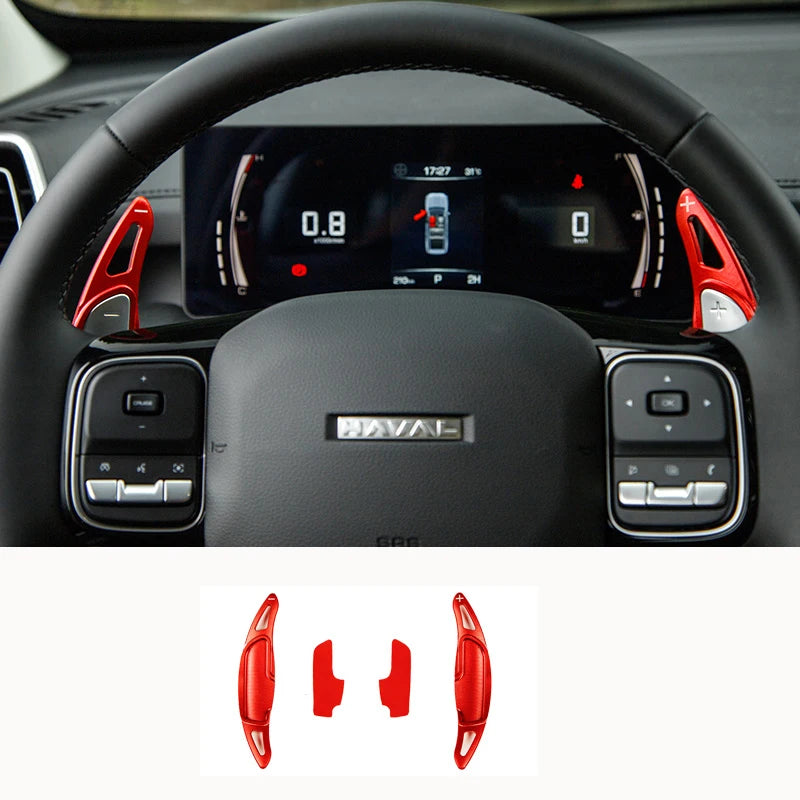 Aluminium Alloy Steering Wheel Shift Paddle Sticker Decoration for GWM Haval H5 II 2023 2024 Car Accessories