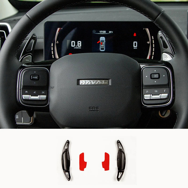 Aluminium Alloy Steering Wheel Shift Paddle Sticker Decoration for GWM Haval H5 II 2023 2024 Car Accessories