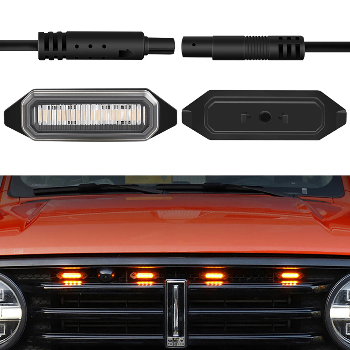 4pcs GWM Tank 300 Front Grille Lights | Yellow Eagle Eye Daytime Running Lamps | Raptor Style LED Driving Lights