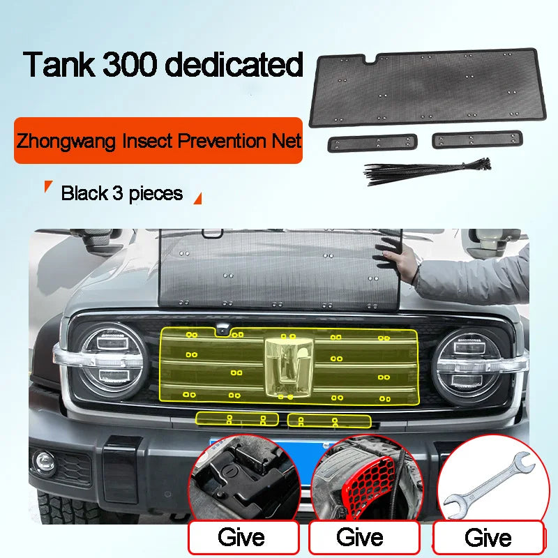 Great Wall GWM WEY Tank 300 2022 2023 Mesh Grille Insect Proof Net for Hood Heat Dissipation Hole Cover