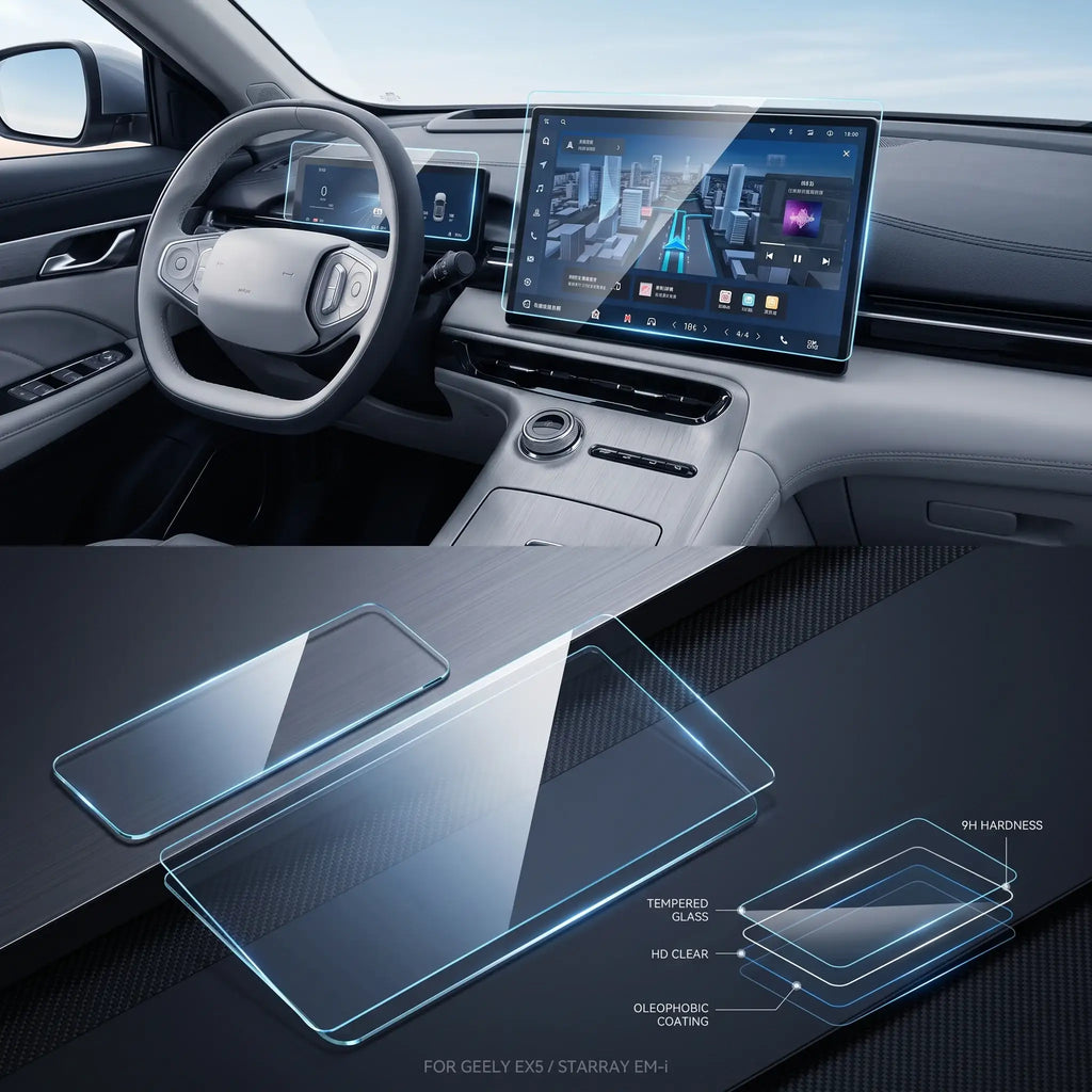 Tempered Glass HD Clear Navigation Touch Screen Protector for Geely EX5 / Geely Starray EM-i | carblaze 1