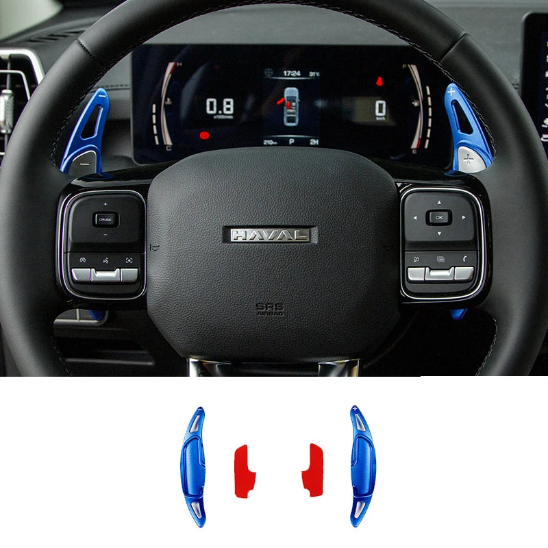 Aluminium Alloy Steering Wheel Shift Paddle Sticker Decoration for GWM Haval H5 II 2023 2024 Car Accessories
