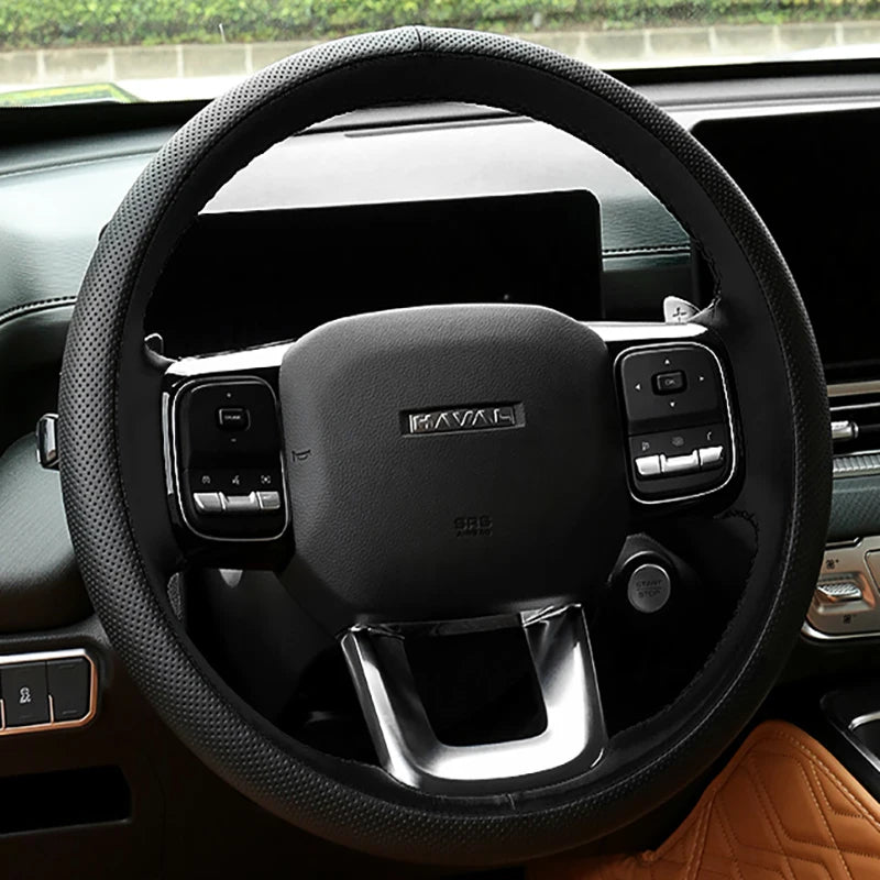 Custom Microfiber Leather Hand Sewn Steering Wheel Cover for GMW Great Wall Haval H5 II 2023 2024 Car Interior