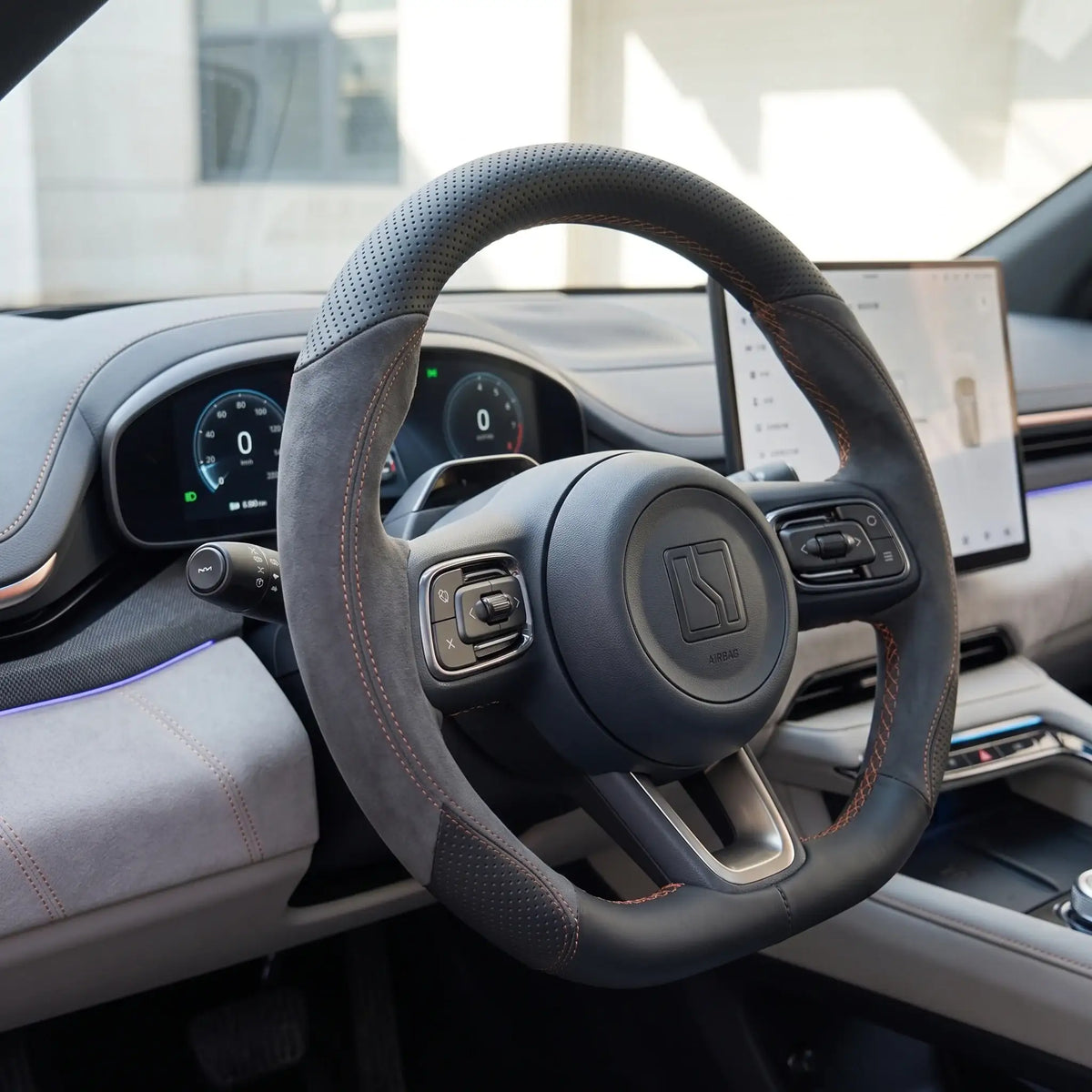 Anti-Slip Suede/Leather Steering Wheel Cover for ZEEKR X/7X | Interior Trim | carblaze 1