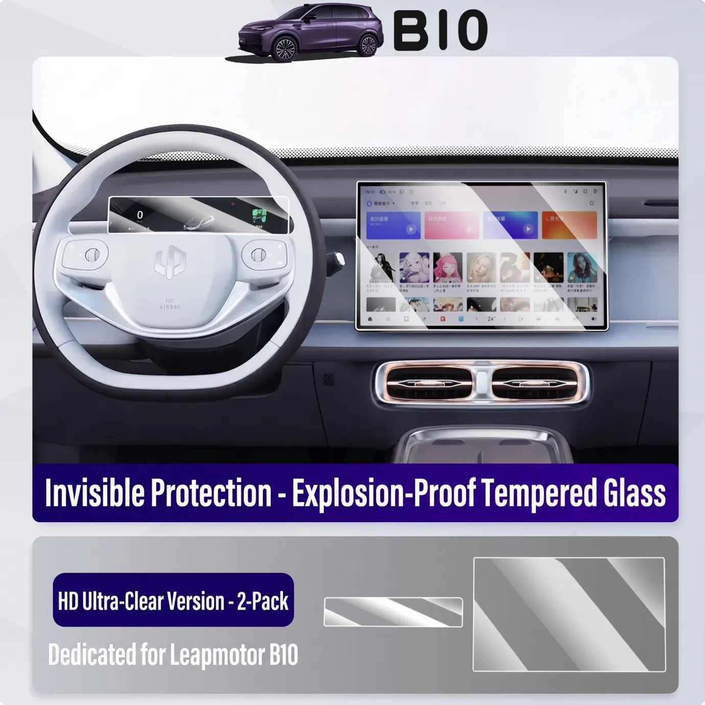 Tempered Glass Screen Protector for Leapmotor B10 Navigation