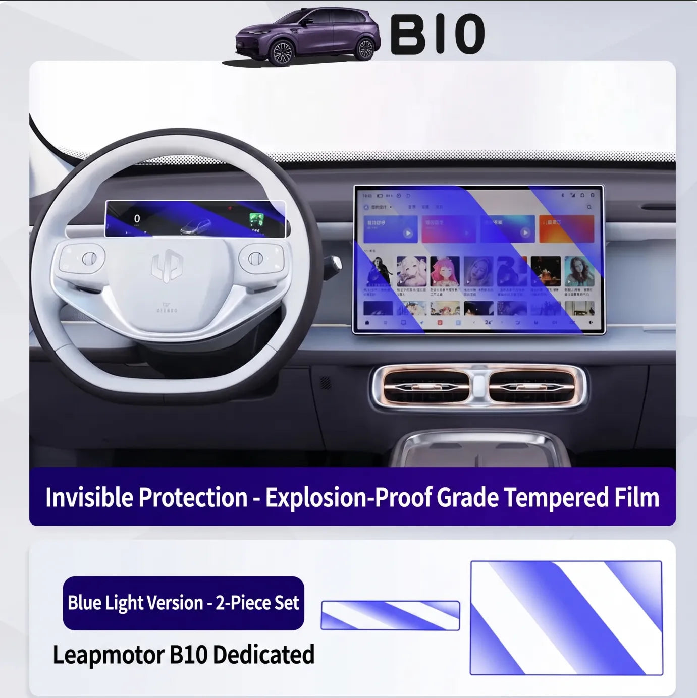 Tempered Glass Screen Protector for Leapmotor B10 Navigation
