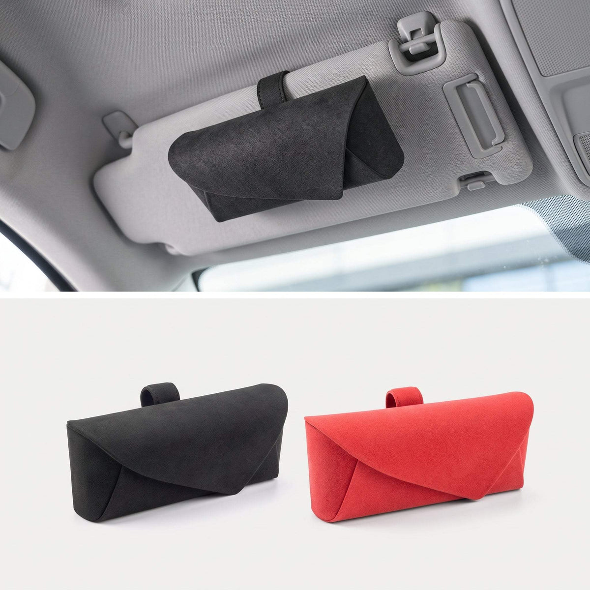 Premium Suede Car Eyeglass Case - Anti-Rattle Magnetic Holder with Secure Clip | carblaze 1