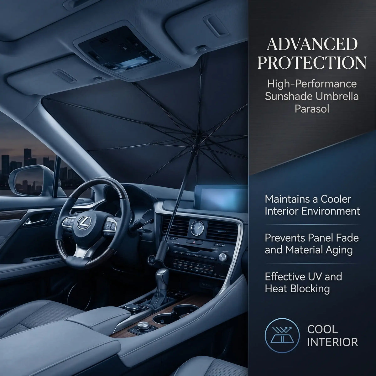 Foldable Windshield Car Sun Shade Umbrella Parasol | Heat UV Blocker | carblaze 1