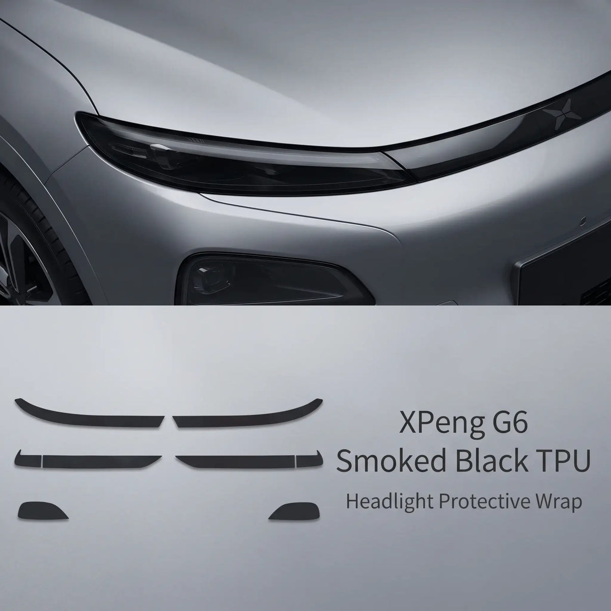 XPeng G6 Smoked Black Protective Film Headlight TPU Anti-Scratch Wrap | carblaze 1