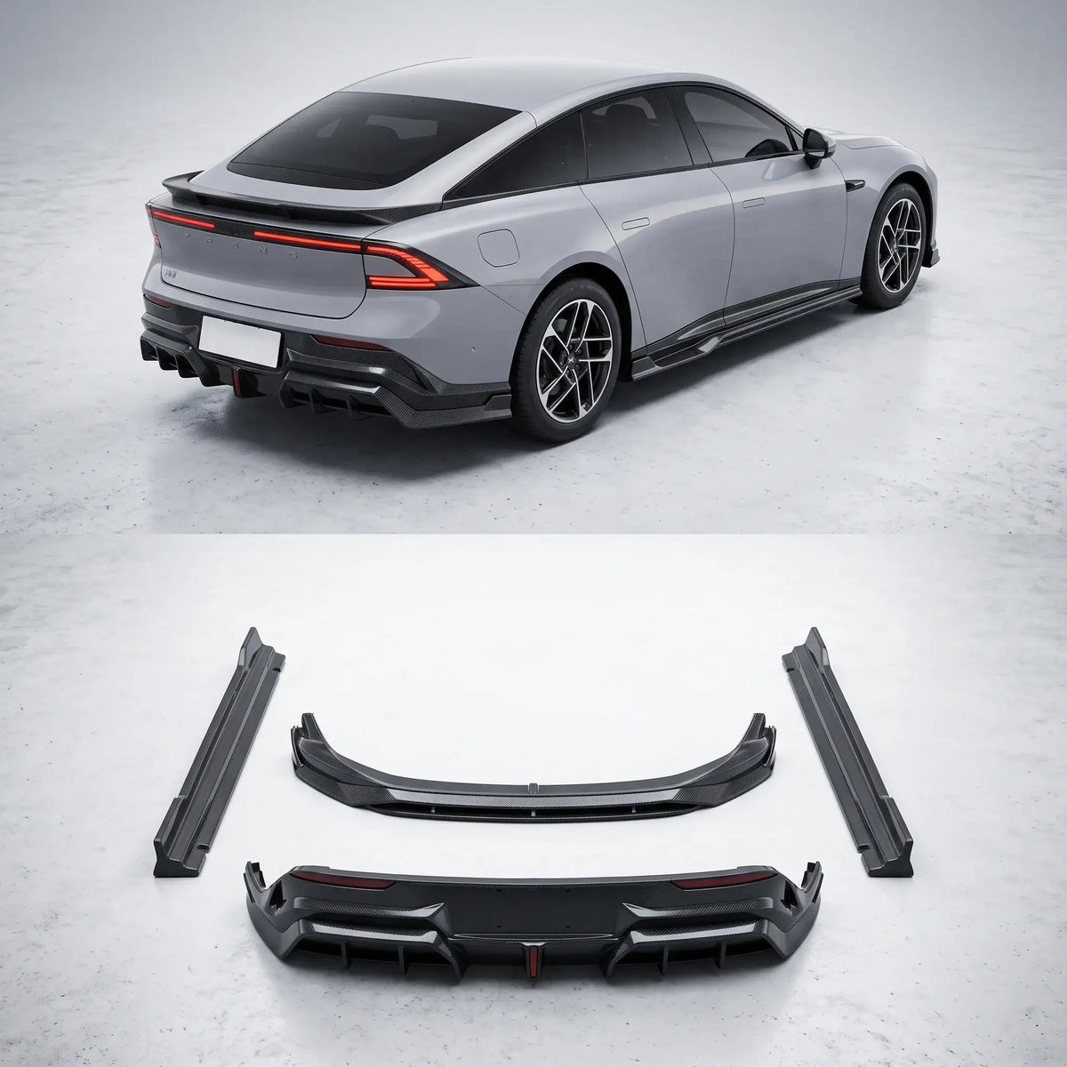 XPeng P7+ Full Body Kit Front Rear Bumper Lip Splitter Side Skirt | carblaze 1