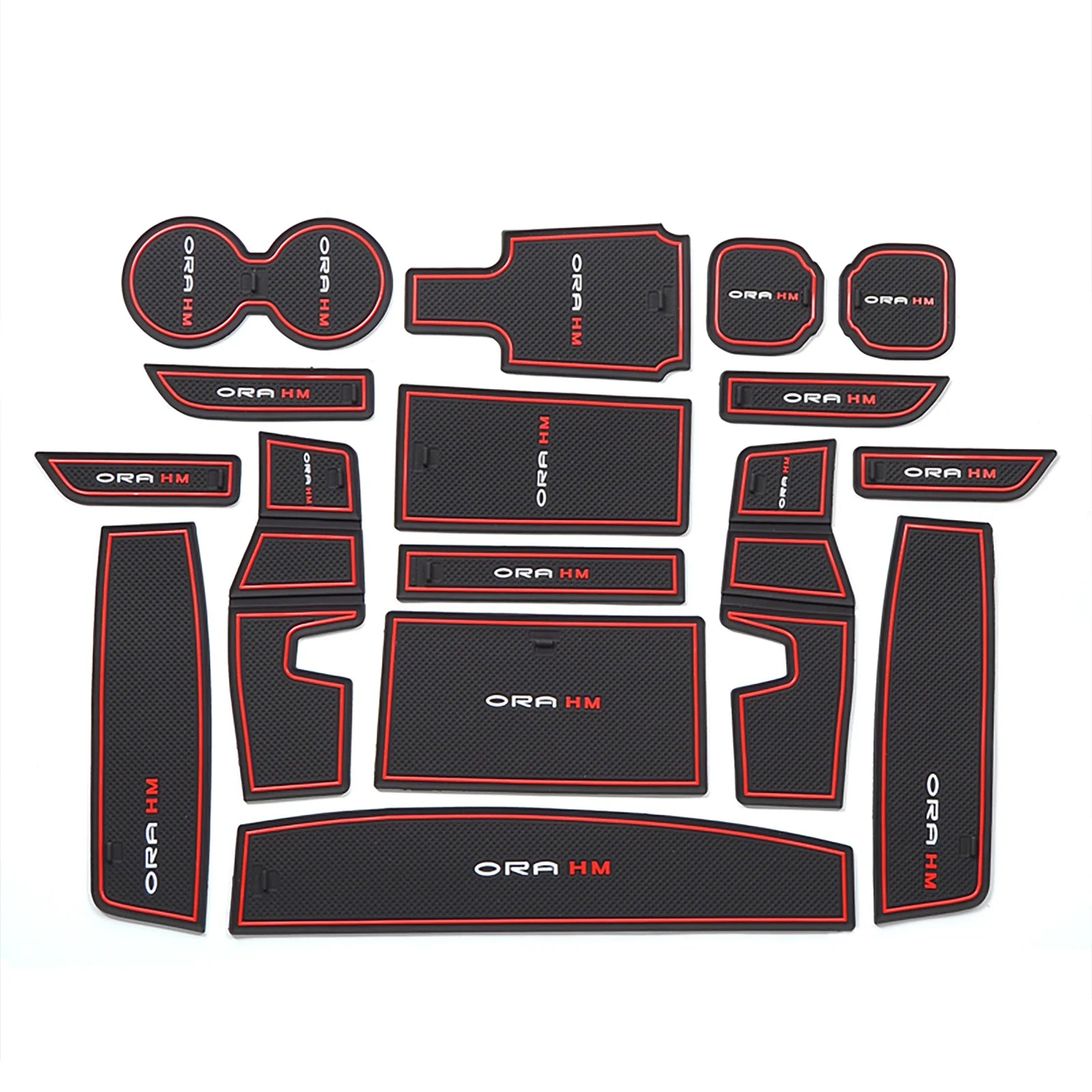Ora Funky Cat 16-Piece Anti-Slip Gate Slot Mat Set Non-Slip Door Groove Pad Cup Holder Interior Accessories Rubber