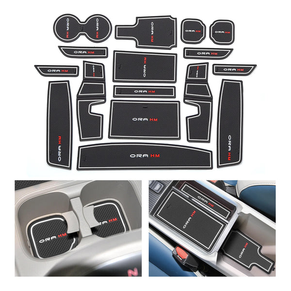 Ora Funky Cat 16-Piece Anti-Slip Gate Slot Mat Set Non-Slip Door Groove Pad Cup Holder Interior Accessories Rubber